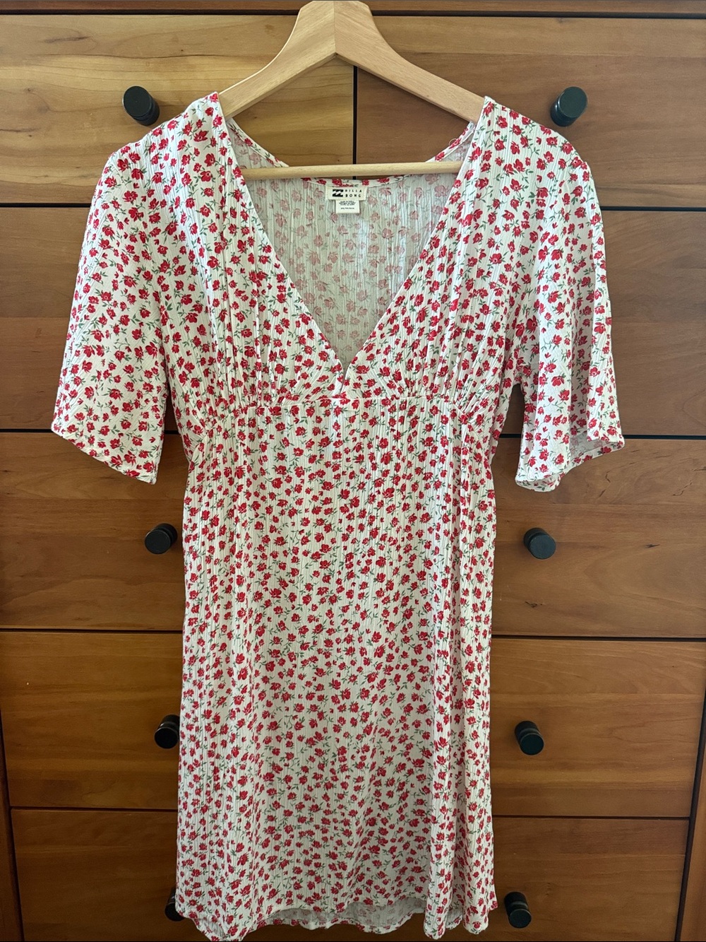 Billabong White Midi Dress with Red Floral Print Size XS